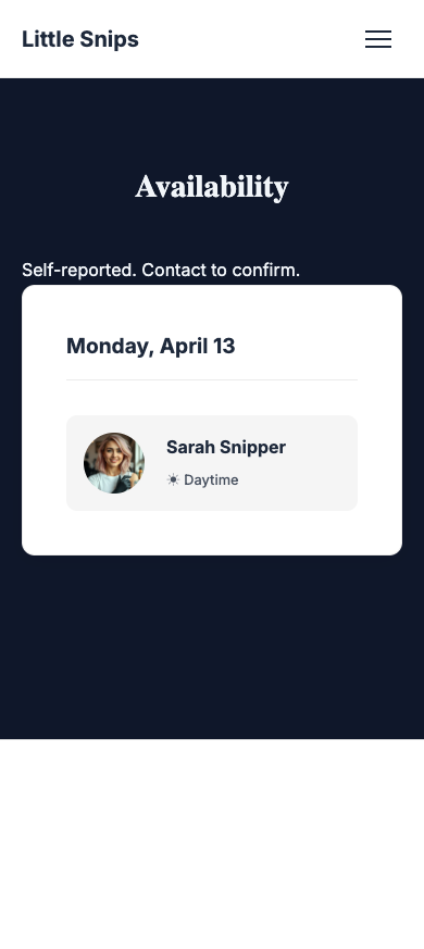 Little Snips Mobile Schedule